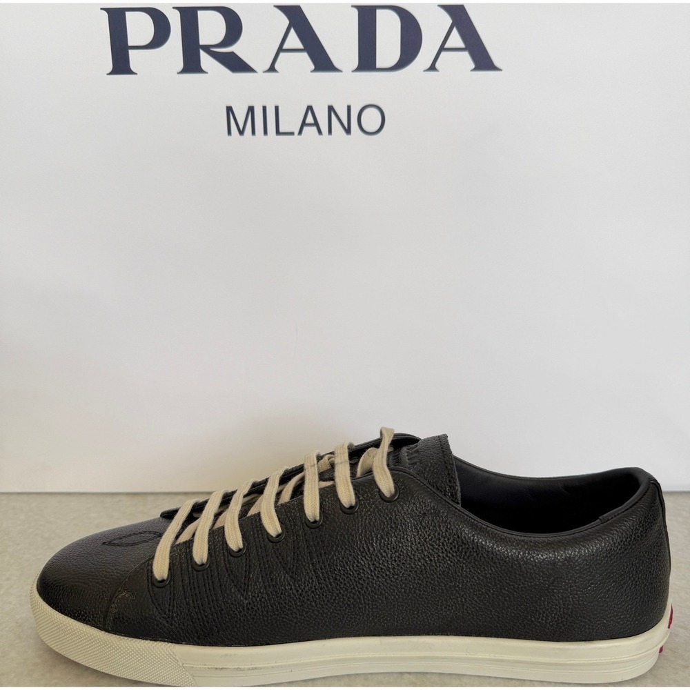 Prada 2EE448 Age Effect Men's Black Nappa Leather Sneakers Shoes, Size 9 - Picture 4 of 16